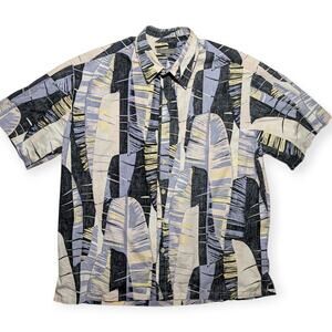 KoaRoad‎ Hawaiian Shirt XL Purple Palm Leaf Print 100% Cotton Made in Hawaii